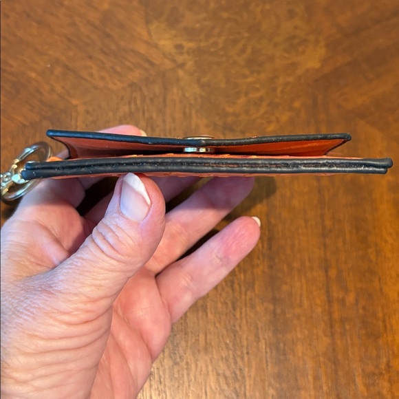 Bebe card case keychain mini bag bag charm vegan ostrich pattern orange NWOT - Picture 9 of 9